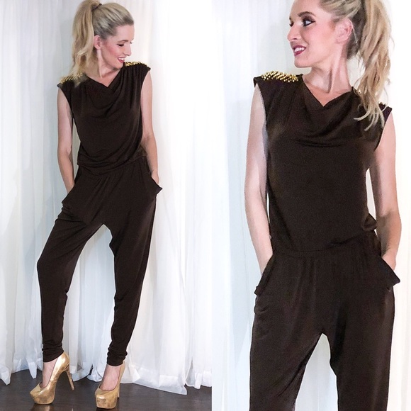 Michael Kors Pants - Michael Kors Brown Pants Jumper with Gold Studs